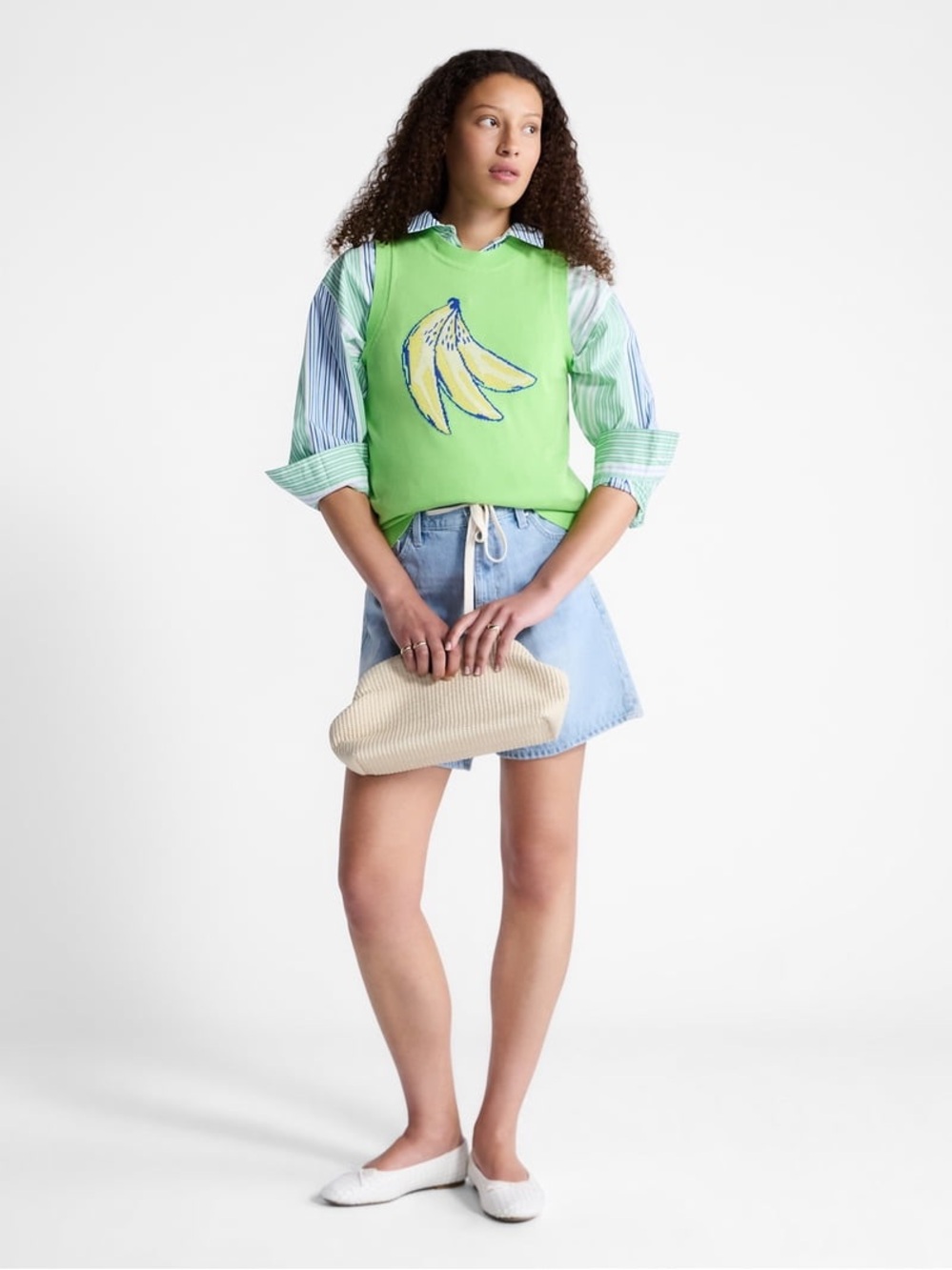 NWT Free Assembly Sleeveless Lime Green Banana Classic Shell Knit Sweater - Picture 3 of 11